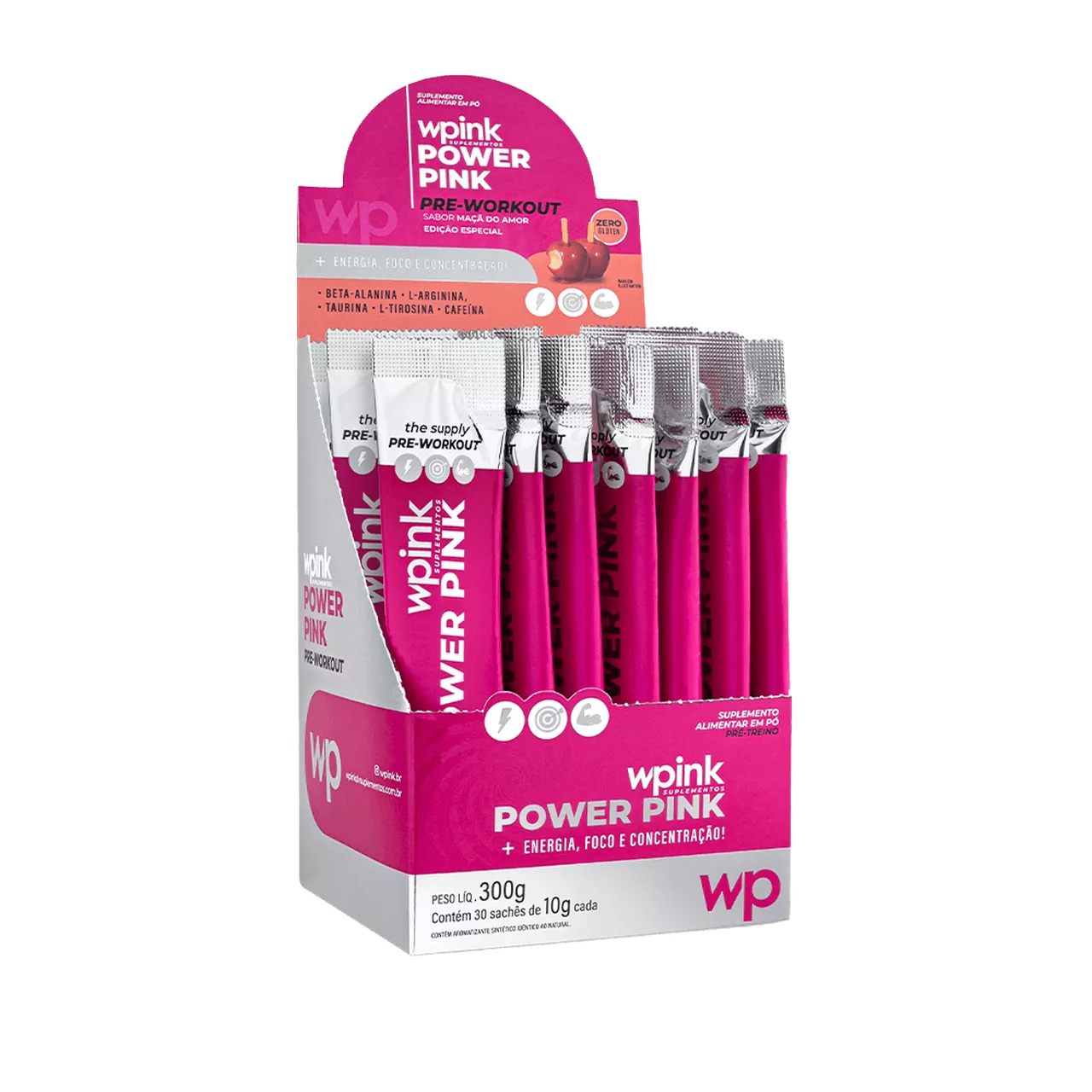 power pink de maçã do amor - pré-treino - 300g - wp