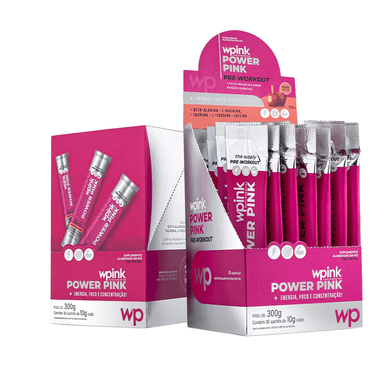 power pink de maçã do amor - pré-treino - 300g - wp