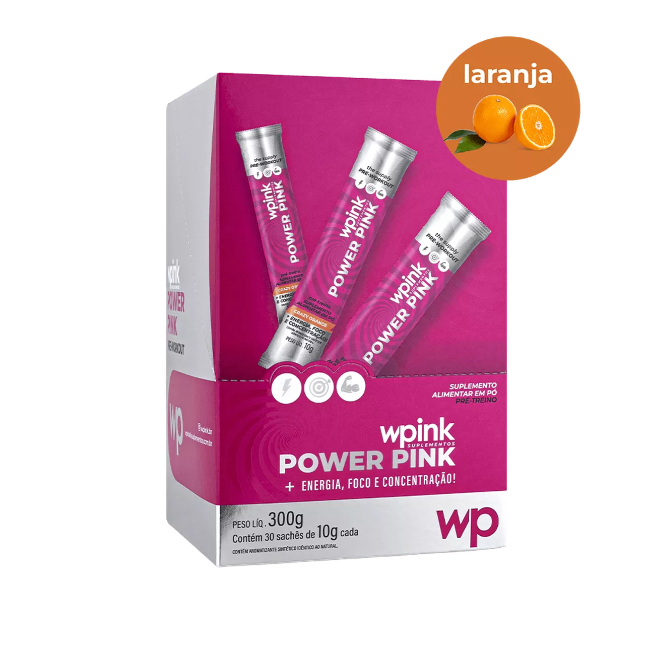 power pink de laranja - pré-treino – 300g - wp