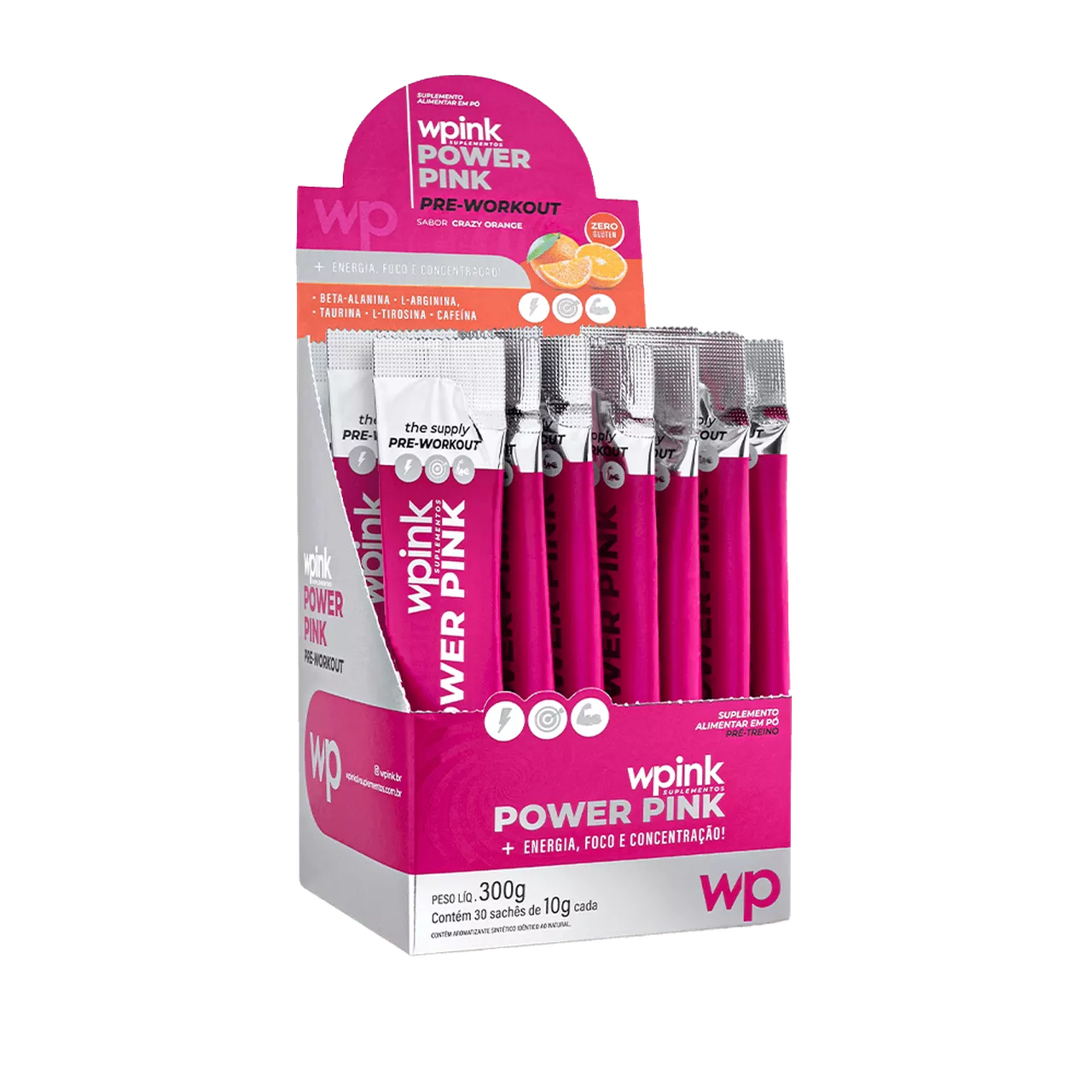 power pink de laranja - pré-treino – 300g - wp